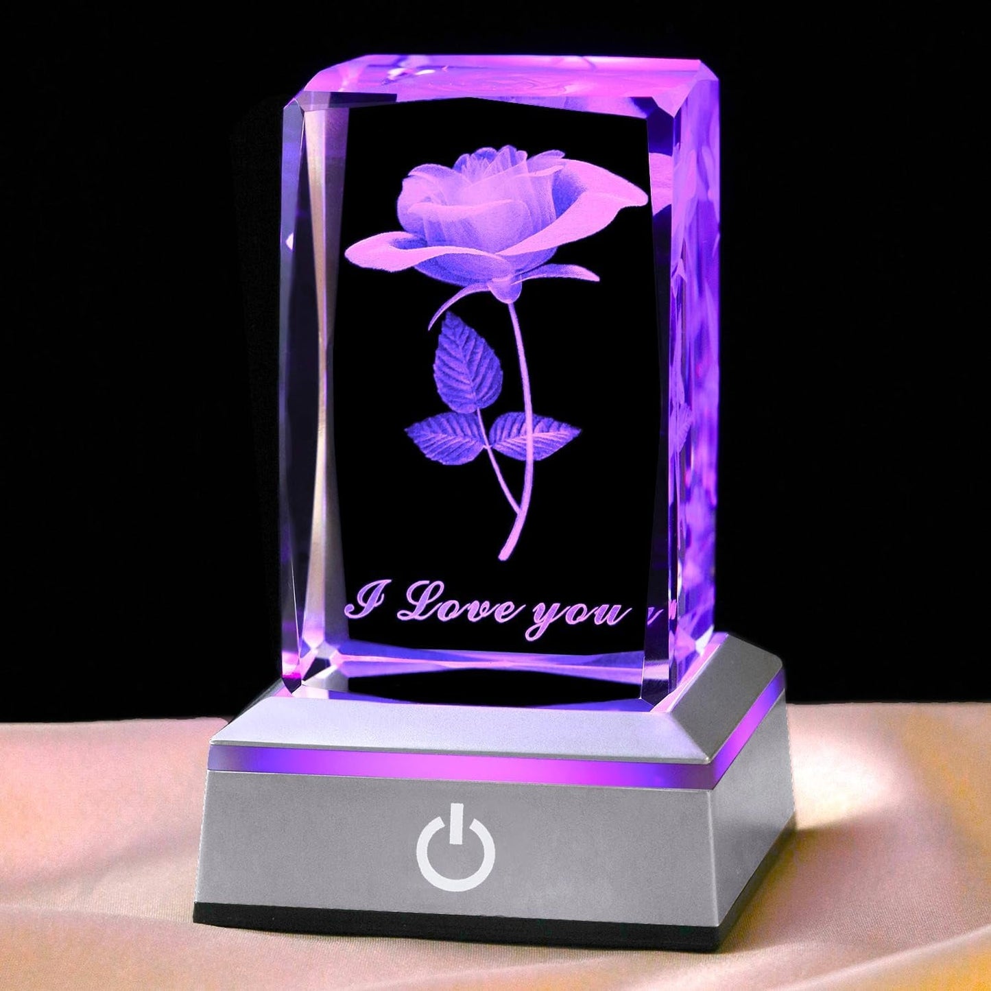 3D Rose Crystal Night Lamp