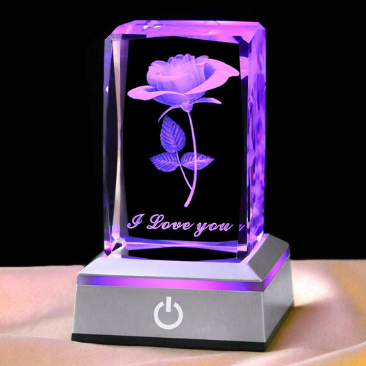3D Rose Crystal Night Lamp
