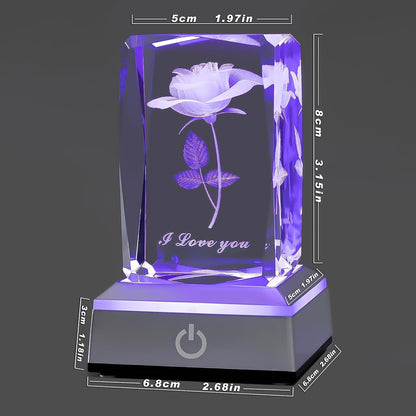 3D Rose Crystal Night Lamp