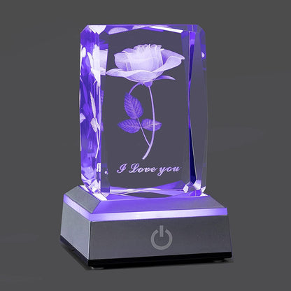 3D Rose Crystal Night Lamp