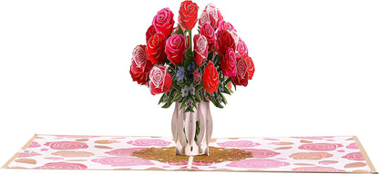 Pop up Card, Greeting Card, Rose Bouquet Flowers, for Mother'S Day, Fathers Days, Anniversary Card, Birthday Card, Love Card, Valentine Cards, Thank You Card, All Occasions